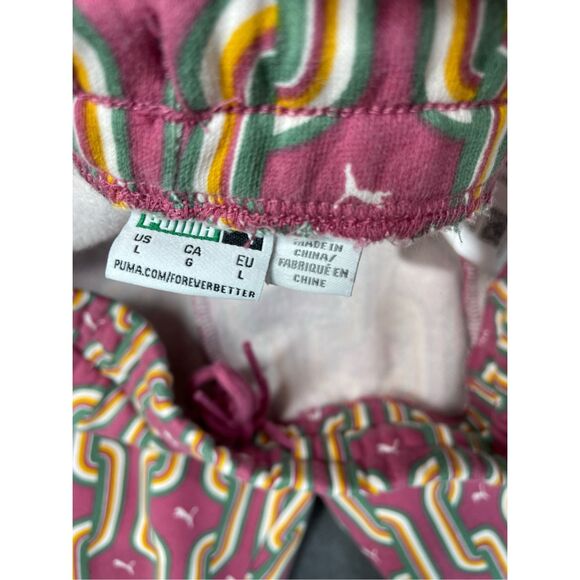 Puma Sweatpants Women L Multicolor Retro Geometric Lounge Joggers Athleisure - Picture 9 of 12